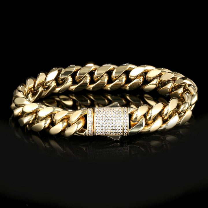 10mm Cuban Link Bracelet - Various Colours Bracelet Ross and Specter 17.5cm Gold