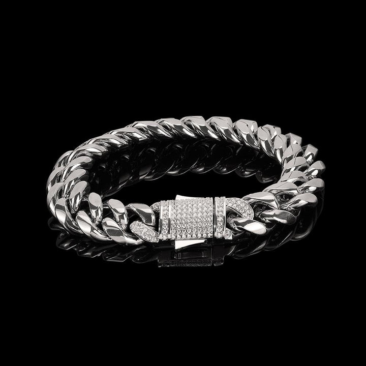 12mm Cuban Link Bracelet - Various Colours Bracelet Ross and Specter 17.5cm Silver