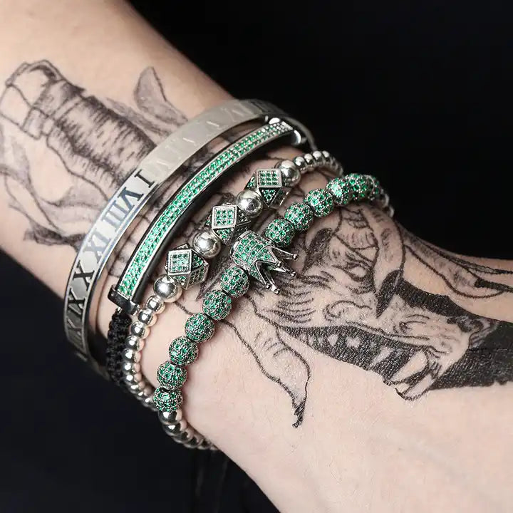 Green Roman Empire Bracelet Set (4pc)