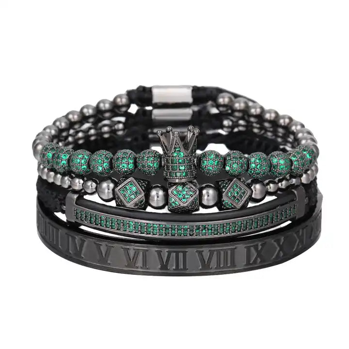 Green Roman Empire Bracelet Set (4pc)