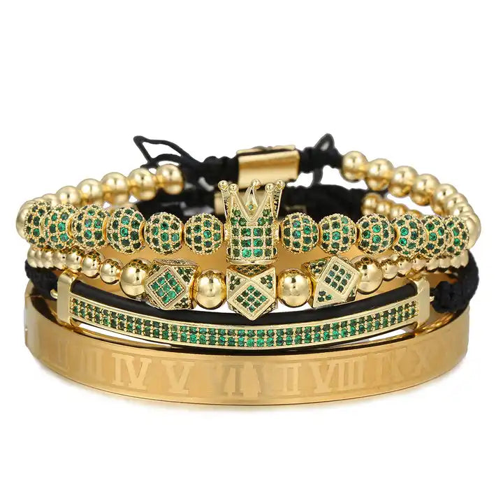 Green Roman Empire Bracelet Set (4pc)