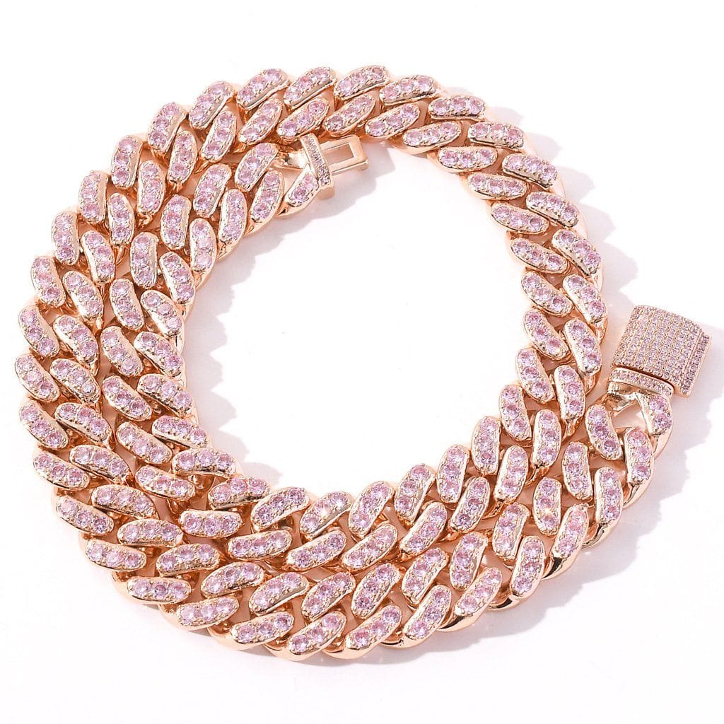 13mm Miami Cuban Link Chain (Single Row) - Various Colours Necklace Ross and Specter 40cm Rose Gold 