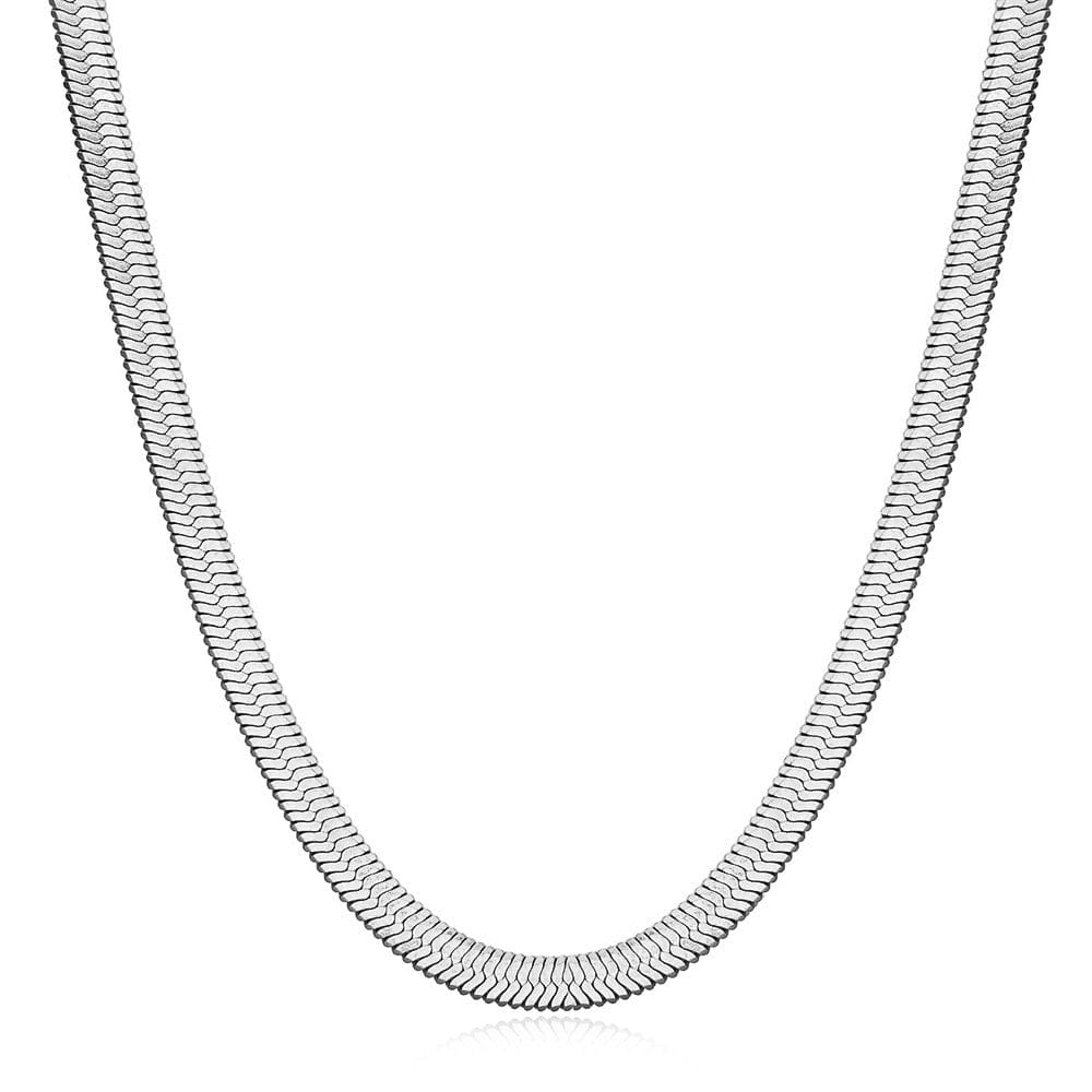 The 6mm Herringbone Chain Ross and Specter Silver 45cm 