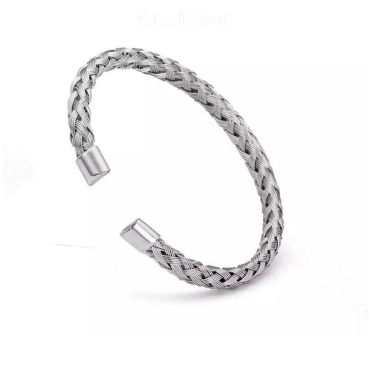 Woven Cable Bangle - Various Colours Cable Ross and Specter Silver 